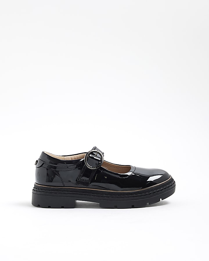 Girls Black Buckle Mary Jane Shoes