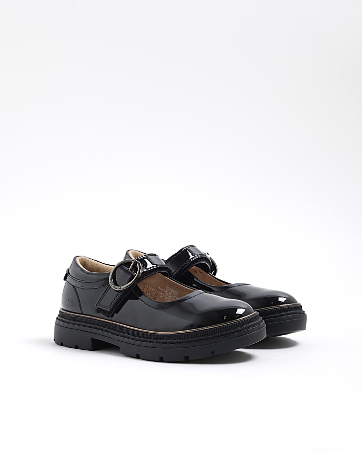 Girls Black Buckle Mary Jane Shoes