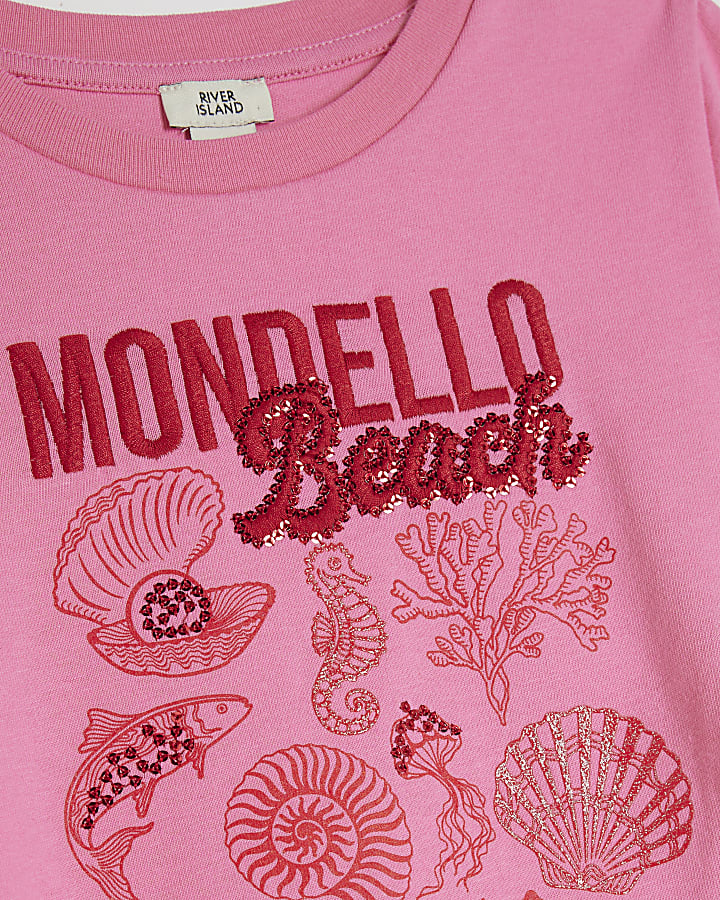 Girls Pink Bubble Hem T-Shirt