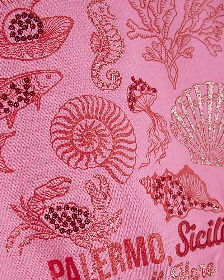 Girls Pink Bubble Hem T-Shirt