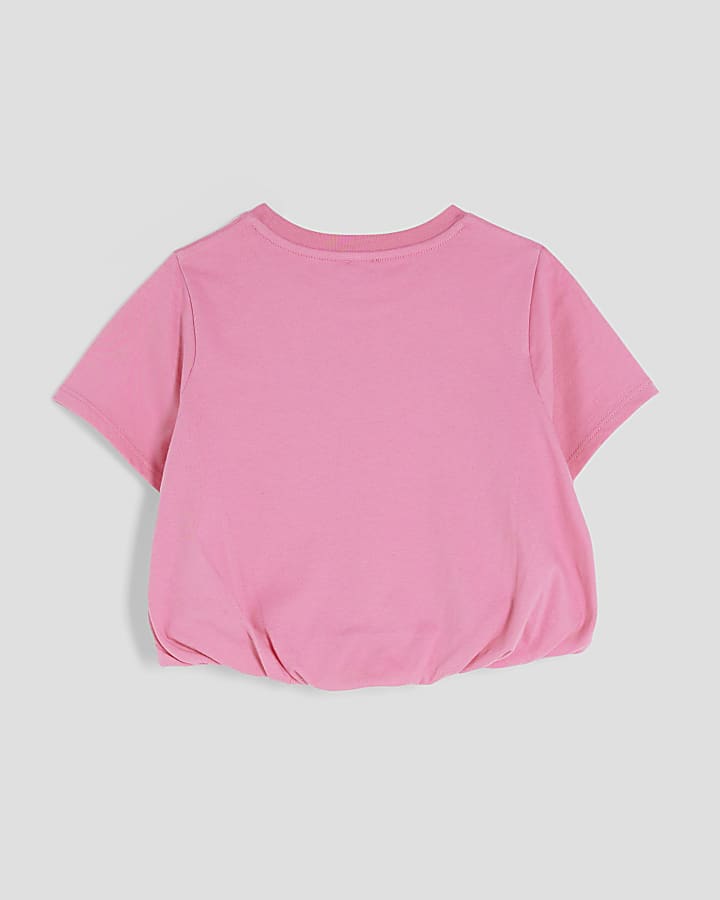 Girls Pink Bubble Hem T-Shirt