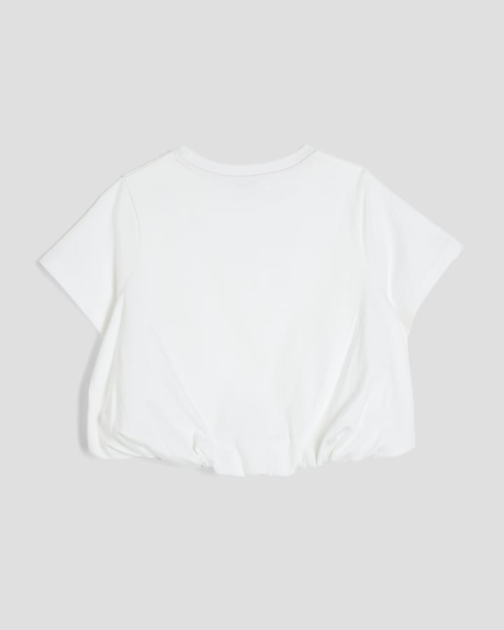 Girls White Fruit Bubble Hem T-Shirt