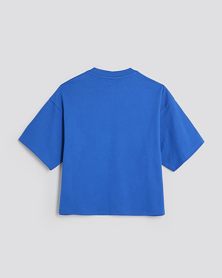 Girls Blue Shell Embellished T-Shirt