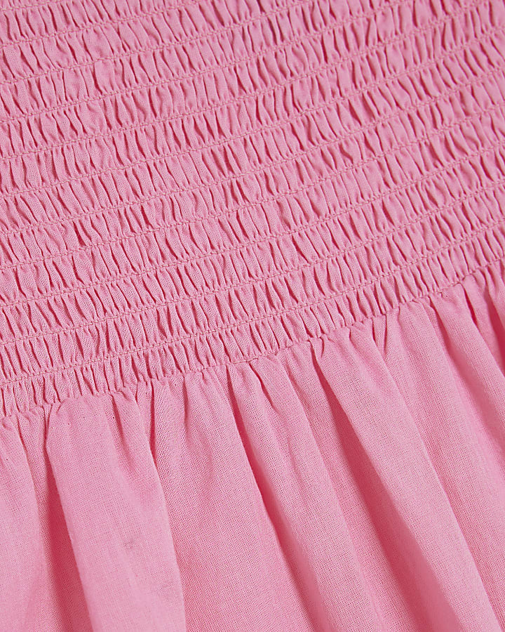 Girls Pink Fruit Hanky Hem Cami Top Set