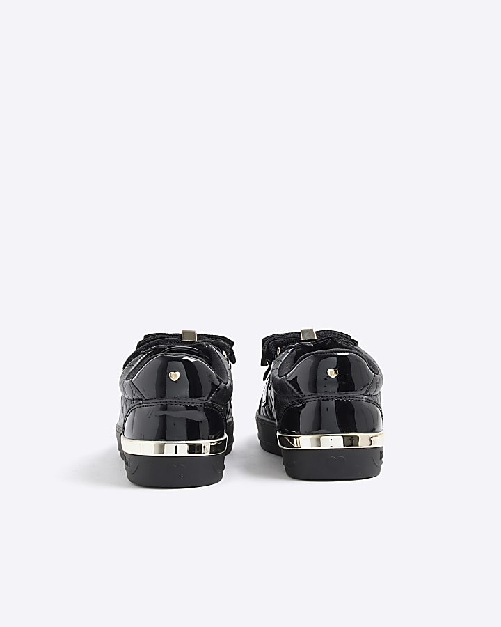 Mini Girls Black Double Bow Trainers