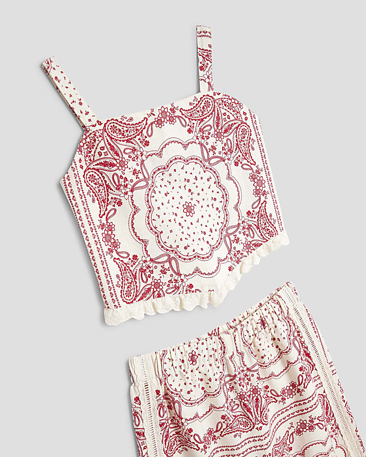 Girls Red Bandana Trousers Set