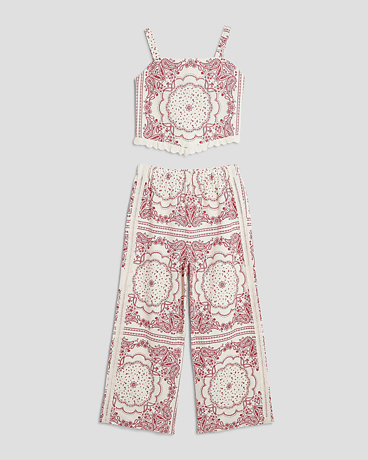 Girls Red Bandana Trousers Set
