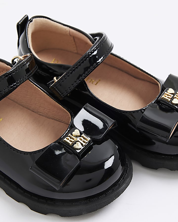 Mini Girls Black Bow Mary Jane Shoes