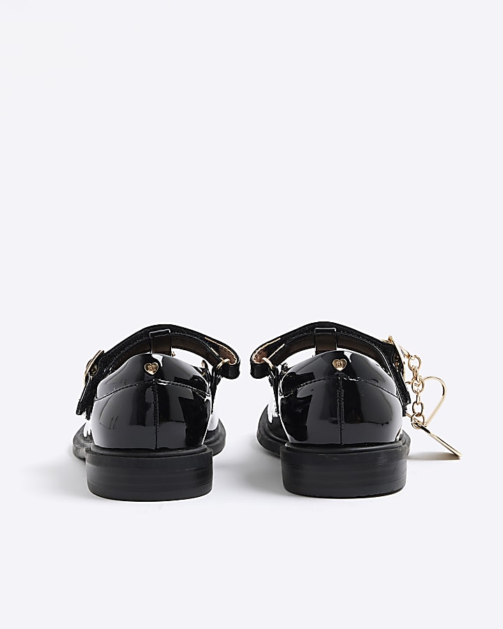 Girls Black T-Bar Charm Ballet Pumps