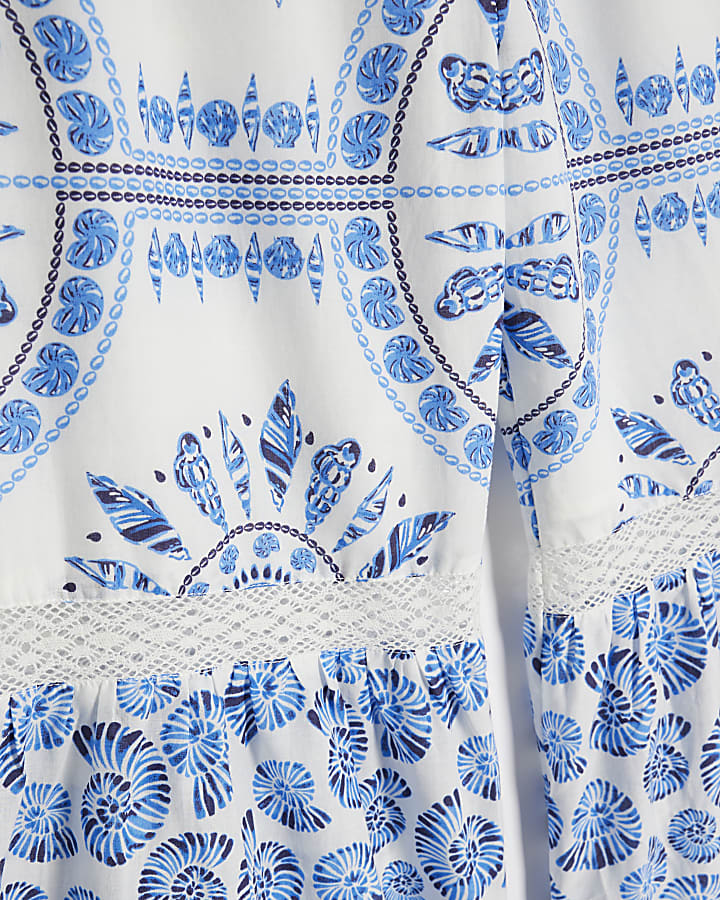Girls White Shell Top and Trouser Set
