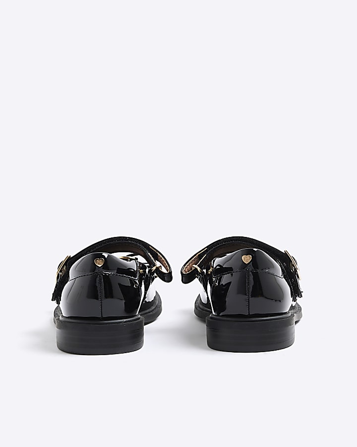 Girls Black Bow Heart Ballet Pumps