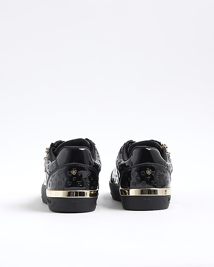 Girls Black Patent Trainers