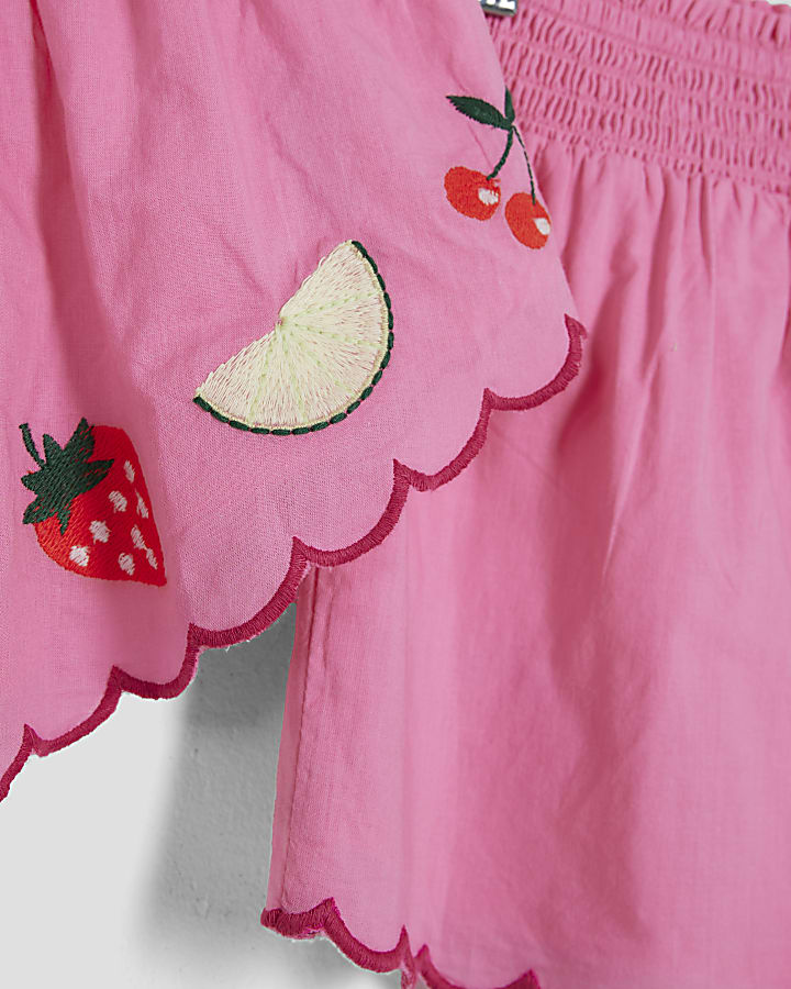 Mini Girls Pink Fruit Top and Shorts Set
