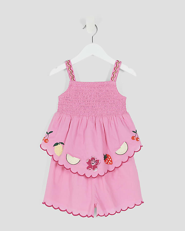 Mini Girls Pink Fruit Top and Shorts Set