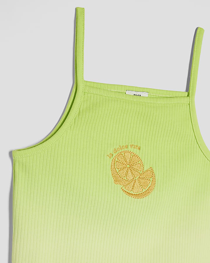 Girls Lime Ombre Sleevless Tank Top