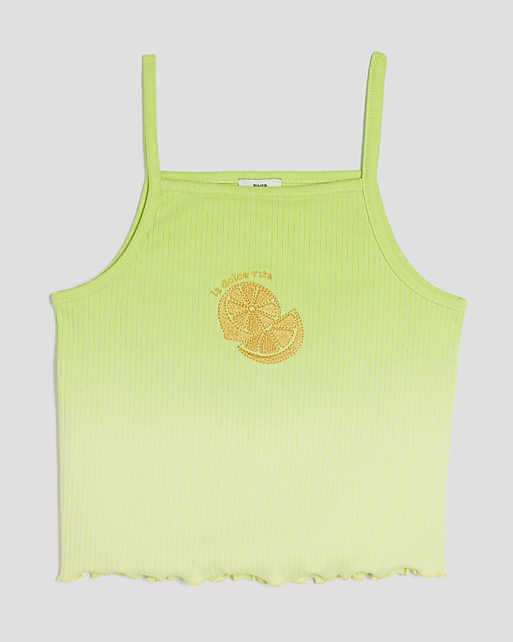Girls Lime Ombre Sleevless Tank Top