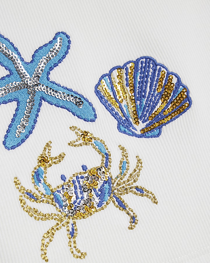 Girls White Starfish Tank Top