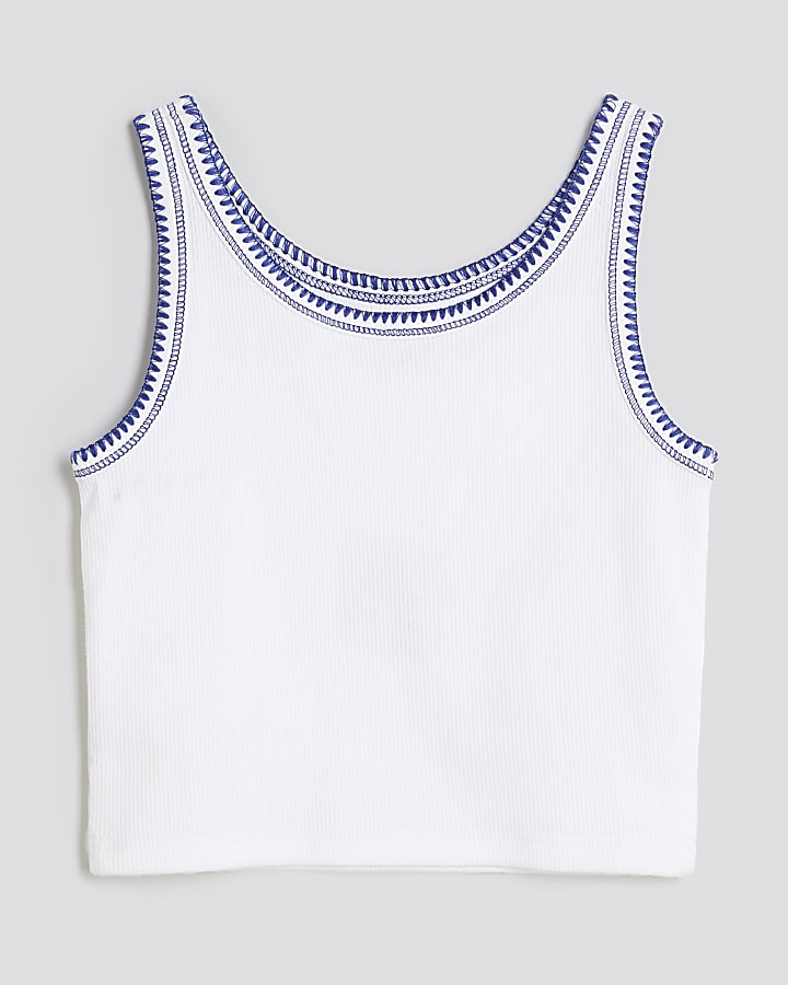 Girls White Starfish Tank Top