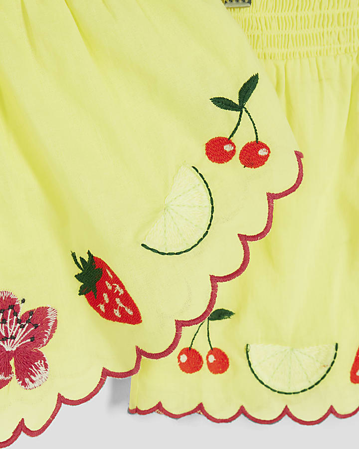 Mini Girls Yellow Fruit Top and Shorts Set