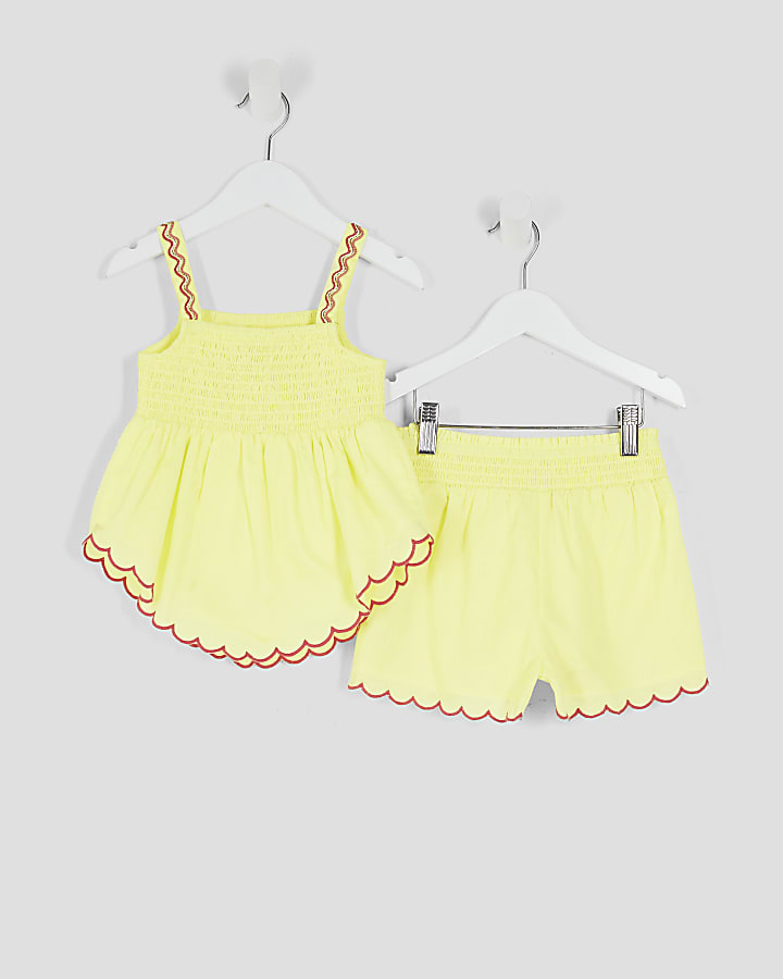 Mini Girls Yellow Fruit Top and Shorts Set