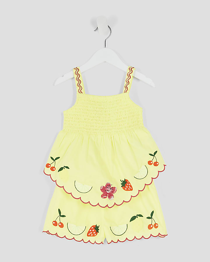 Mini Girls Yellow Fruit Top and Shorts Set