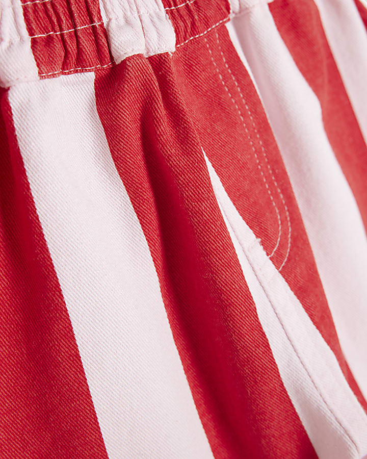 Mini Girls White Shell Stripe Shorts Set