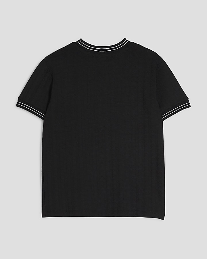 Boys Black Ringer Textured T-Shirt