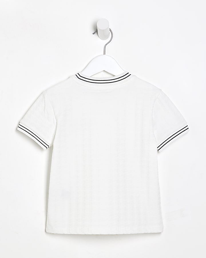 Mini Boys White Les Amis Textured T-Shirt