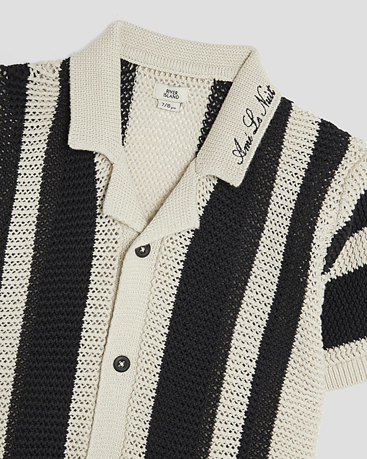 Boys Black Stripe Polo Shirt