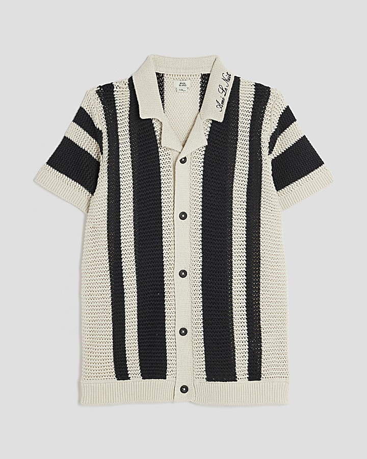 Boys Black Stripe Polo Shirt