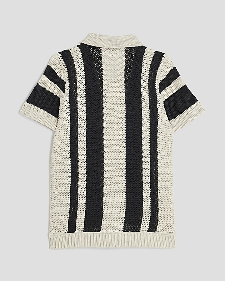 Boys Black Stripe Polo Shirt