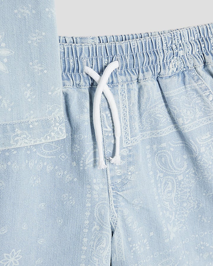 Boys Blue Denim Paisley Shirt Set