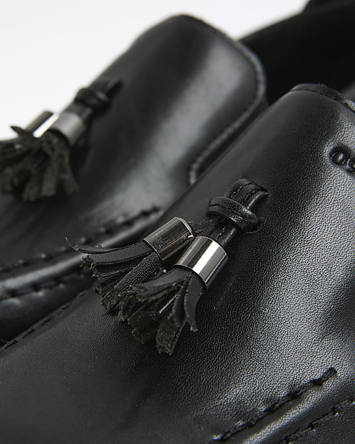 Boys Black Tassel Loafers