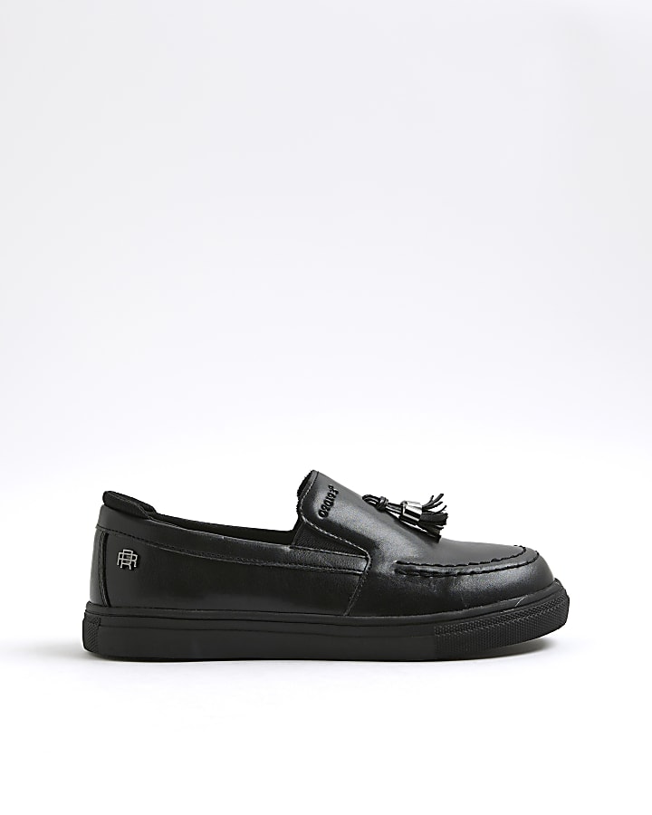 Boys Black Tassel Loafers