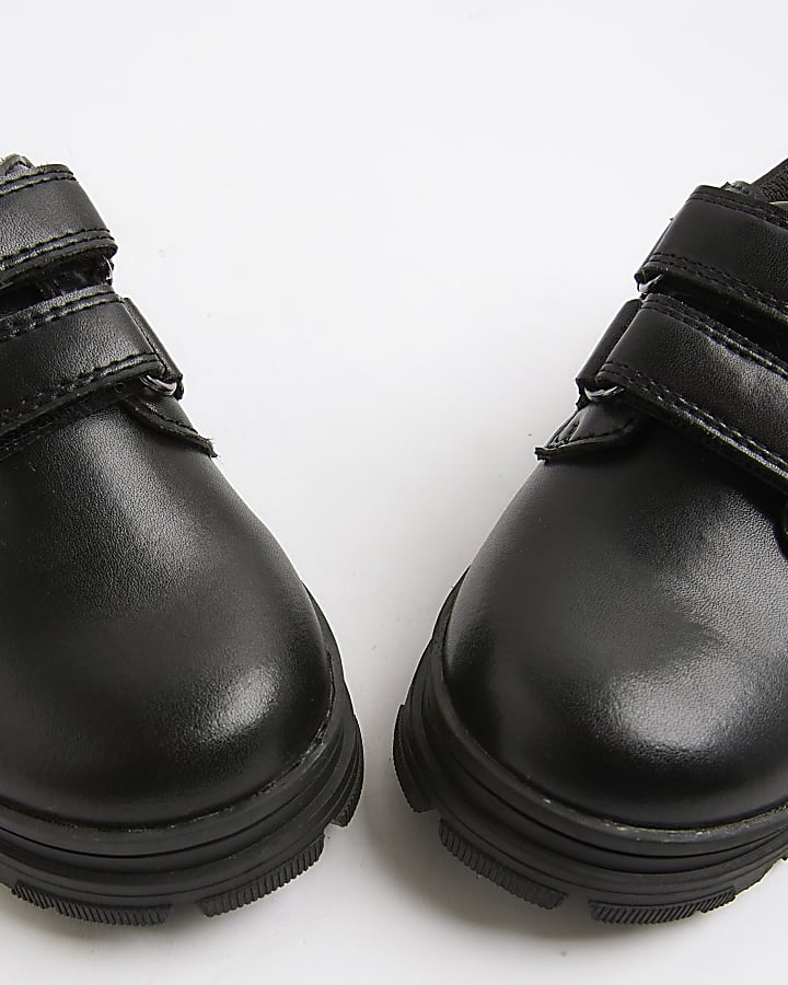 Boys Black Double Velcro Trainers