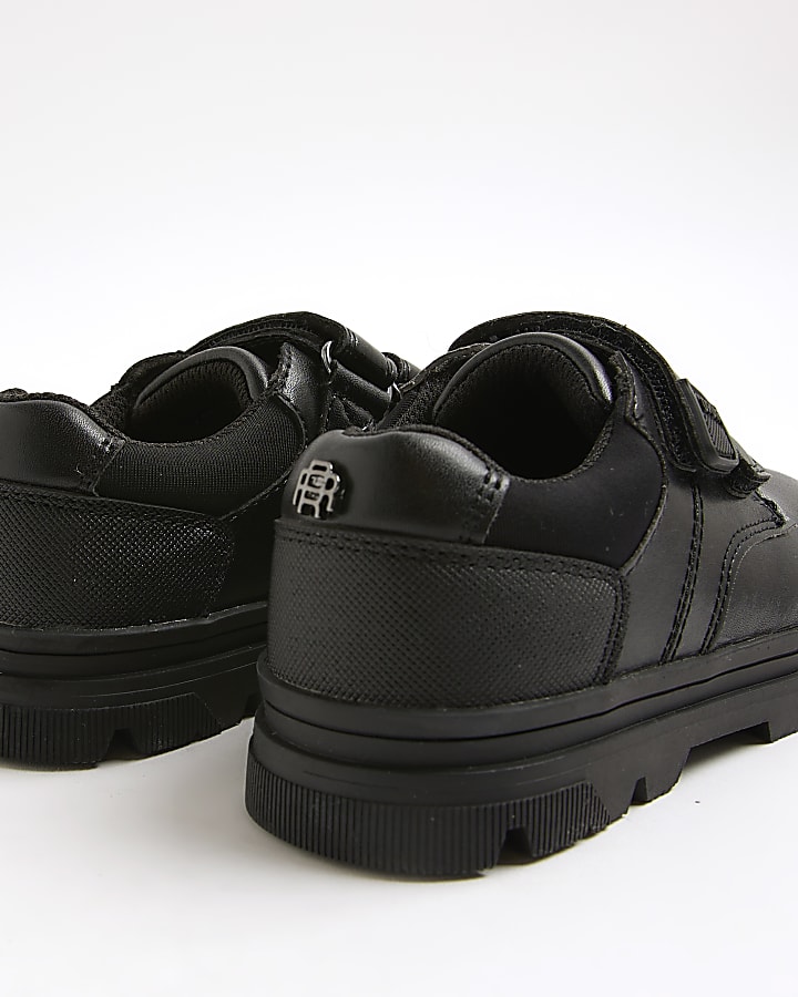 Boys Black Double Velcro Trainers