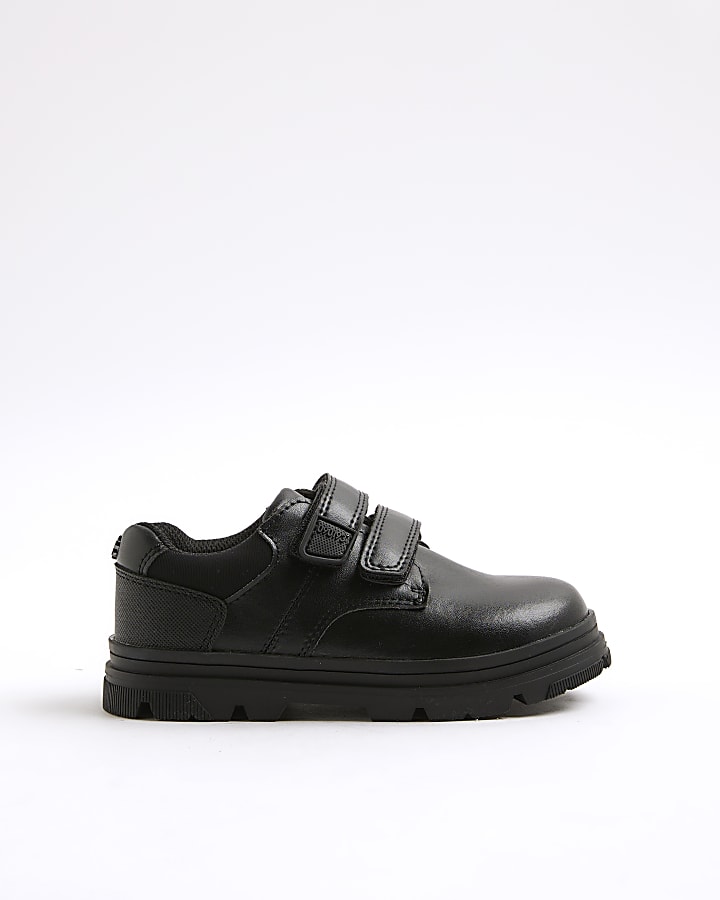 Boys Black Double Velcro Trainers