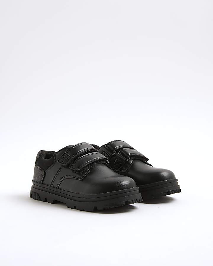 Boys Black Double Velcro Trainers