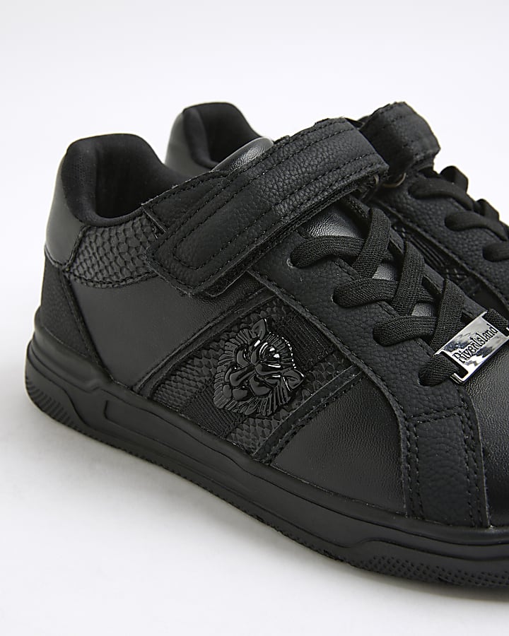 Boys Black Lion Head Trainers