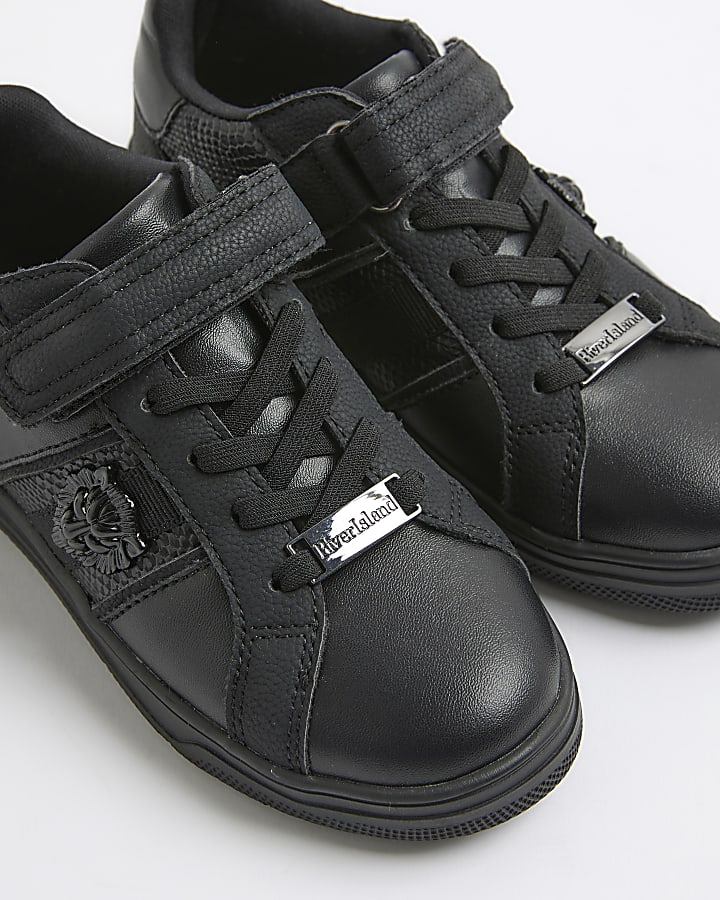 Boys Black Lion Head Trainers
