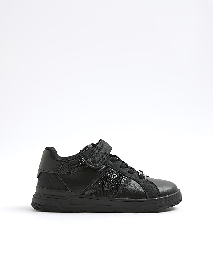 Boys Black Lion Head Trainers