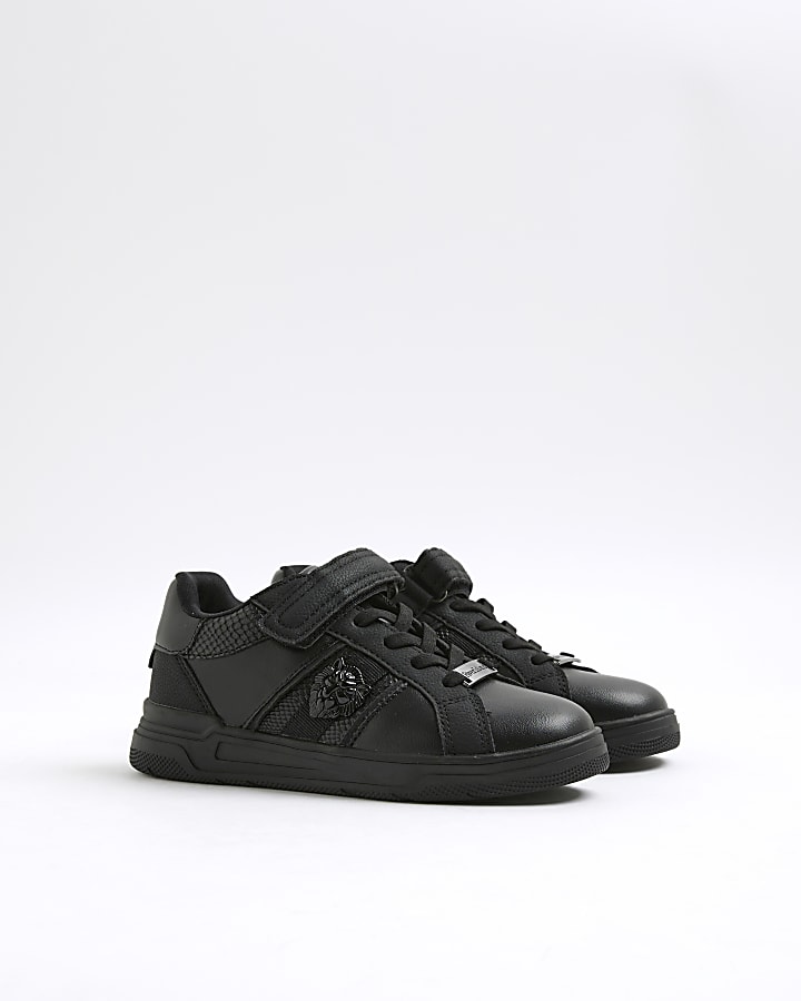 Boys Black Lion Head Trainers