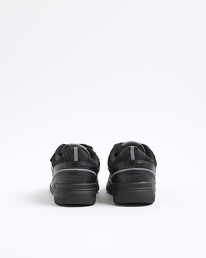 Boys Black Monogram Double Strap Trainers