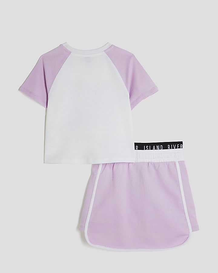 Girls Purple Top And Runner Skirt Set
