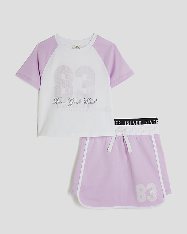 Girls Purple Top And Runner Skirt Set
