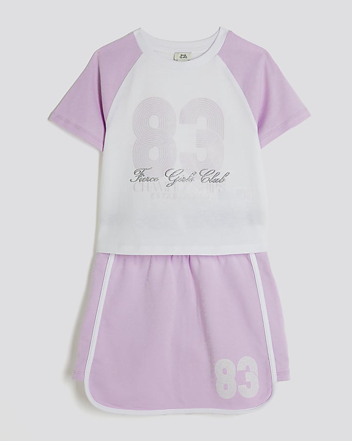 Girls Purple Top And Runner Skirt Set