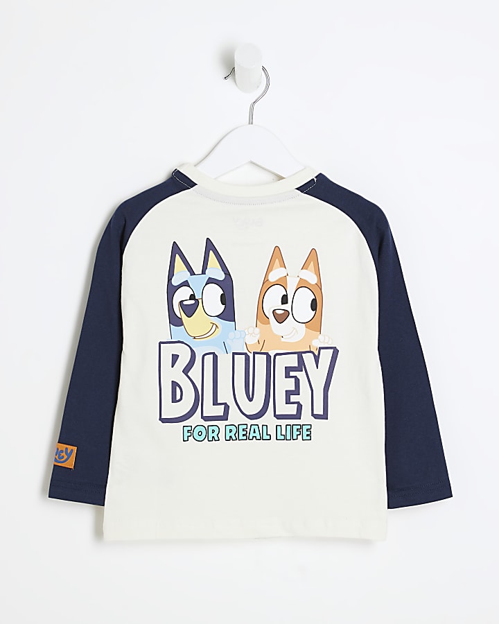 Mini White Bluey Long Sleeve T-Shirt