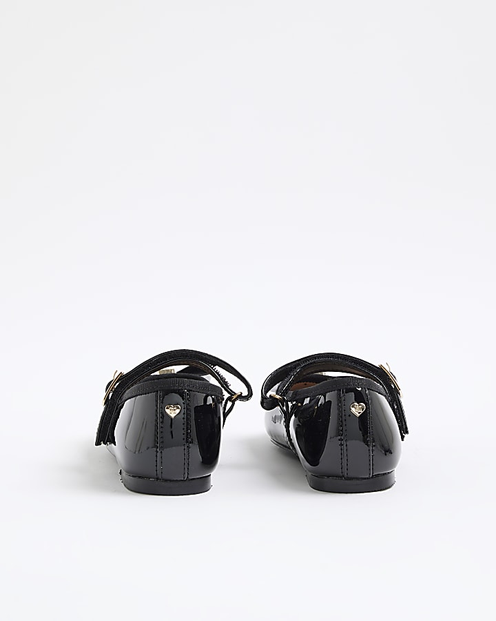 Girls Black RI Bow Ballet Pumps