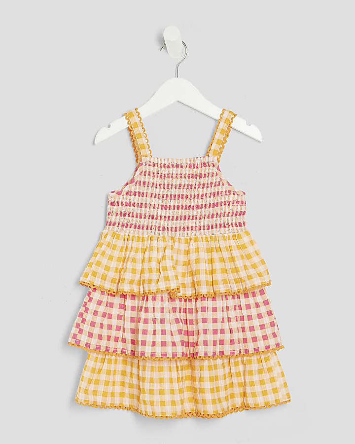 Mini Girls Orange Gingham Fruit Dress