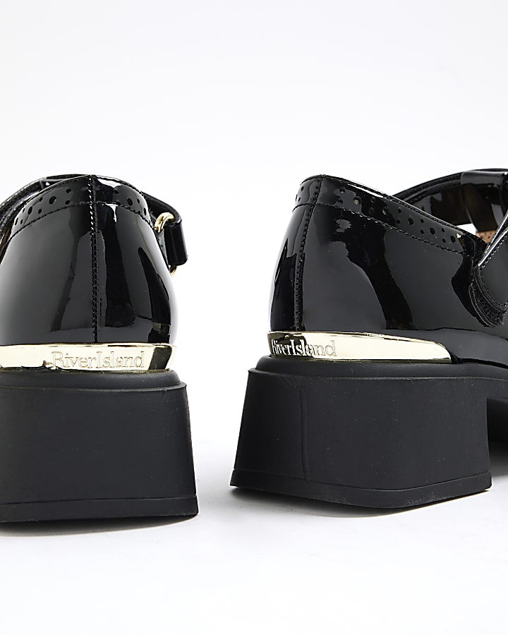 Girls Black Heeled T-Bar Mary Jane Shoes